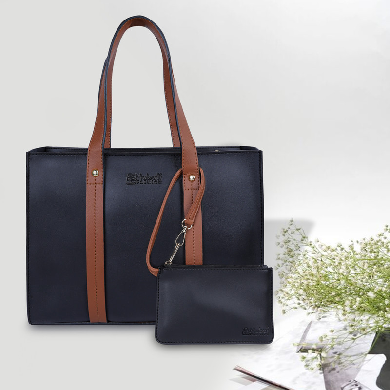 nubuff Women Black, Tan Tote(Pack of: 2)