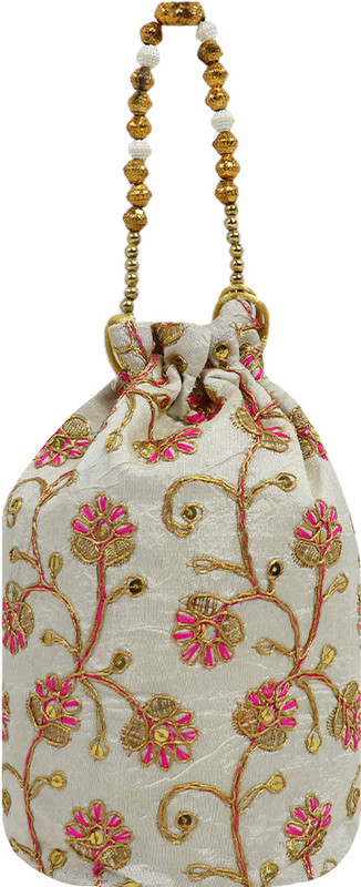 EMMStylife Royal Embroidered Potli Bag – Ivory Elegance Potli