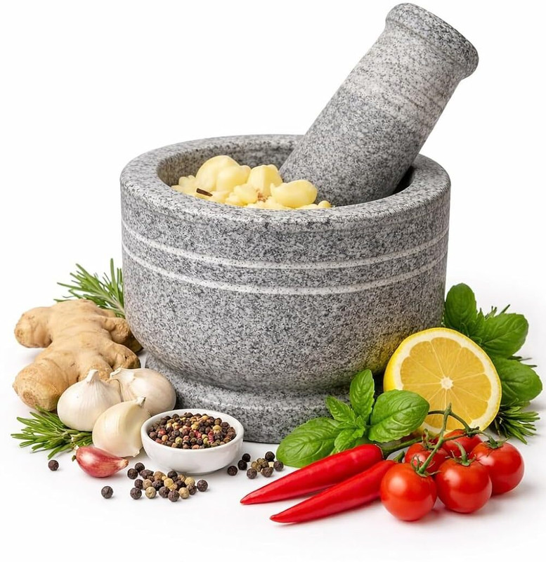 pebbeak Premium Stone Mortar and Pestle for Kitchen Hand Muller Grinder