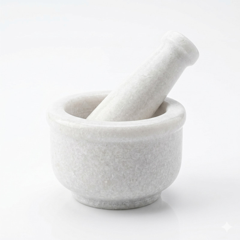 PVG White Marble Mortar & Pestle – Stone Spice Grinder Bowl -4X4 INCH Hand Muller Grinder