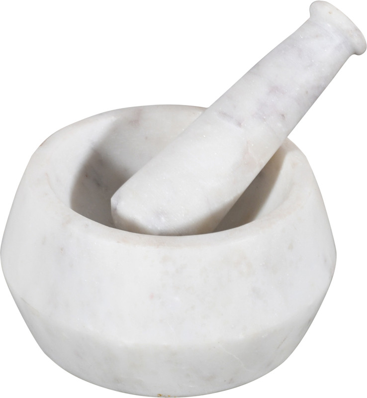 KRIT CRAFT INDUSTRIES BASWARA WHITE MARBLE Imam Okhli Musal Kitchen Marble Masher Round White 10X10X13 Hand Muller Grinder