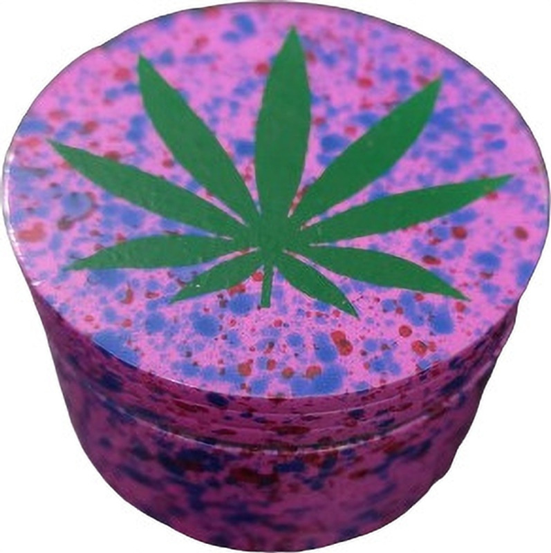 Puff Smart Pink Leaf Design Large Size 63mm Crusher Hand Muller Grinder