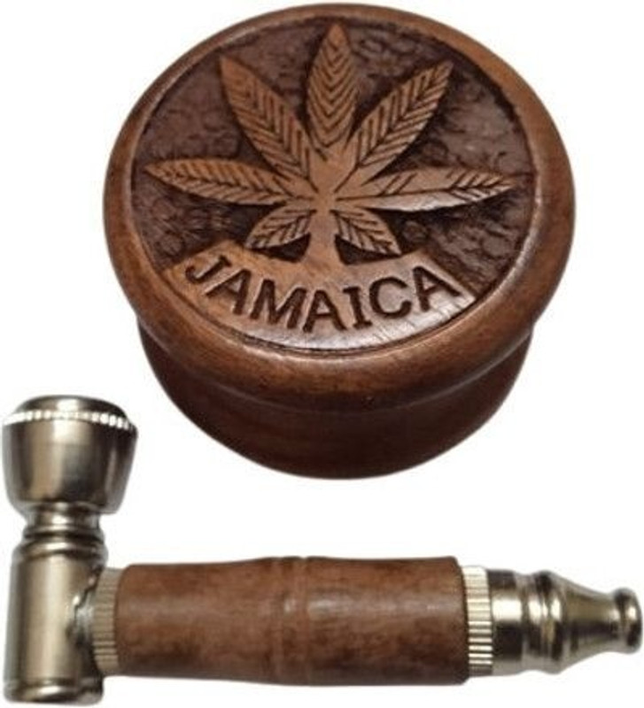 Hippnation Yin Yang Wooden Grinder with Metal and Wood Pipe Hand Muller Grinder