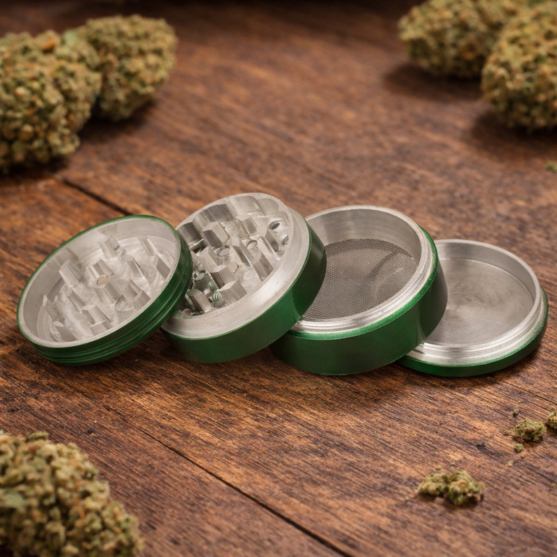 SEPARATE WAY 42MM Herb Crusher Grinder Aluminium with Honey Dust Filter with 4 Part, Pink Hand Muller Grinder