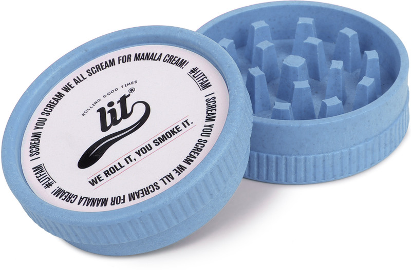 LIT 63mm, Classic Biodegradable Herb crusher, Grinder Medium with filter (BLUE) Hand Muller Grinder
