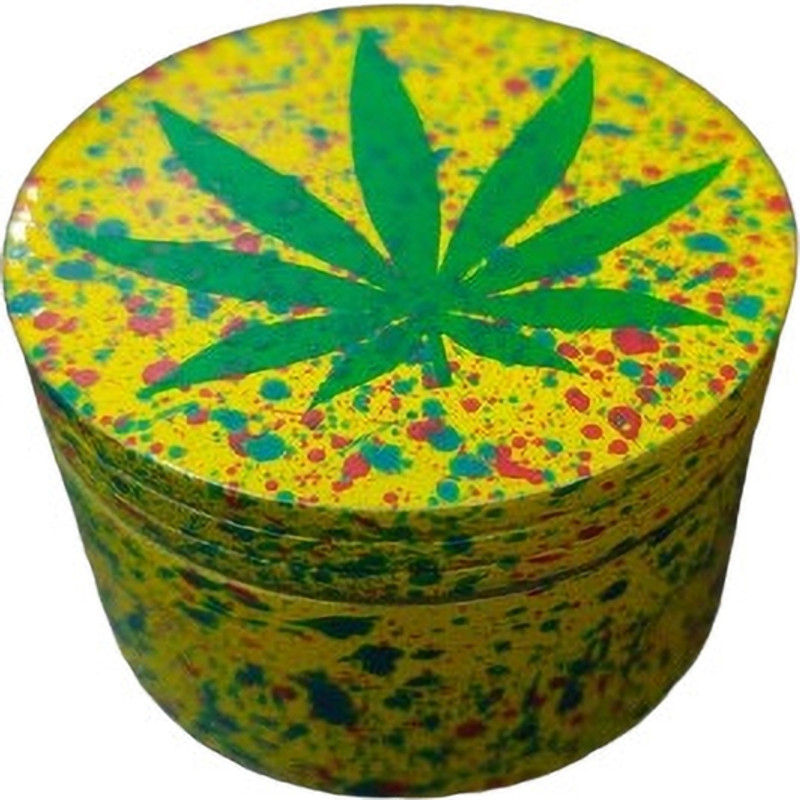Puff Smart Leaf Crusher Yellow Large Metal Herb Storage /Grinder with Honey Dust Filter Hand Muller Grinder