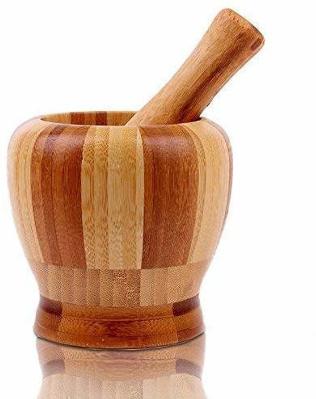 Quickcollection Wooden Okhali and Musal/Mortar and Pestle Set Hand Muller Grinder
