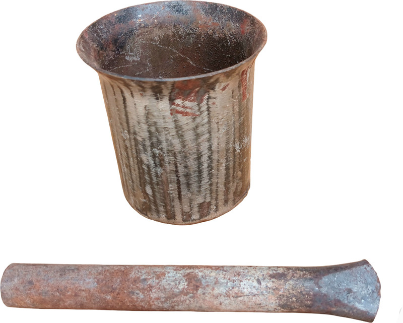 cutina Traditional Cast Iron Imam Dasta Mortar and Pestle Set Hand Muller Grinder