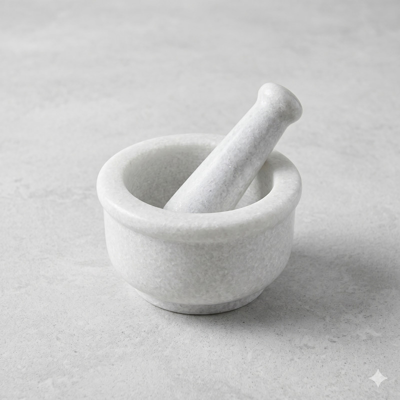 Palak Handicraft White Marble Mortar and Pestle Set | Natural Stone Khalbatta for Kitchen Hand Muller Grinder