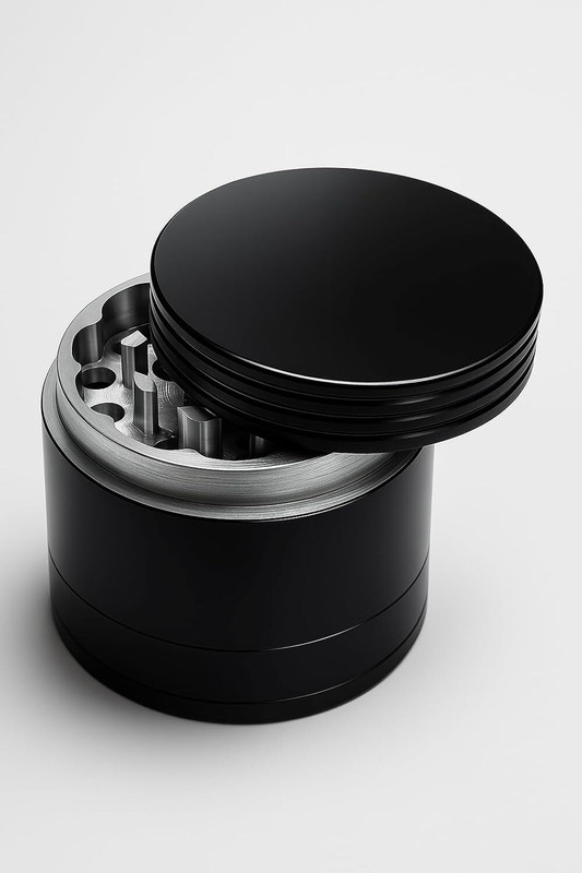 Wardan Store Shine Black Classic Metallic Herb Crusher, Grinder Medium with Filter Hand Muller Grinder