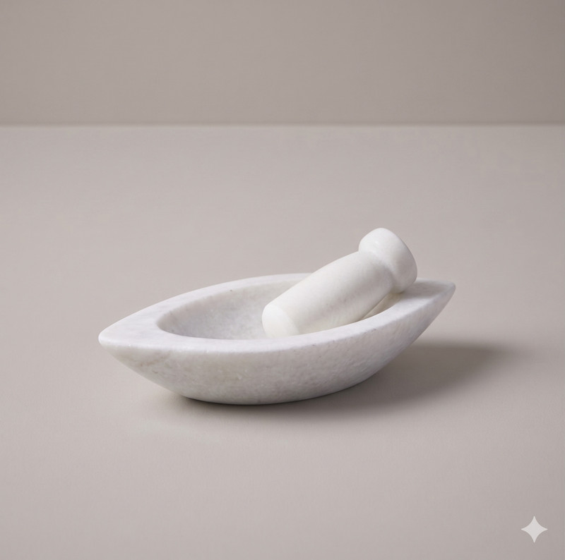 jyoti enterprises White Marble Imam Dasta Mortar Pestle for Chutney and Spice Grinding Hand Muller Grinder