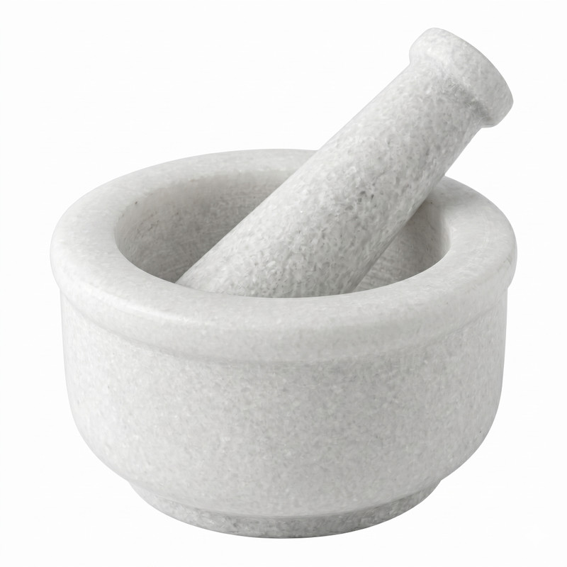 Palak Handicraft White Marble Mortar & Pestle Set | Handcrafted Stone Okhli Musal Kharal Grinder Hand Muller Grinder
