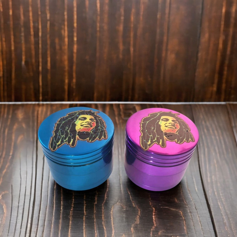 Turtulsgroup Crusher Combo Man Face Printed Blue Pink Classic Metallic Herb Crusher Pack-2 Hand Muller Grinder
