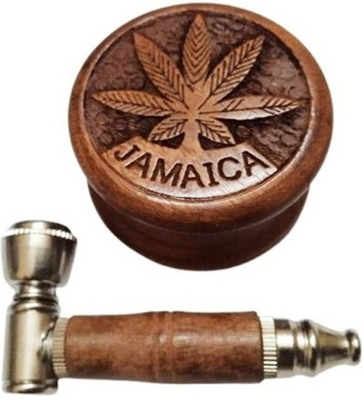 Hippnation Wooden Grinder with Bamboo Pipe Hand Muller Grinder