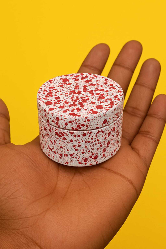 Turtulsgroup Premium Mini Crusher with Lid – Compact Herb & Spice Grinder (Red Splash Design) Hand Muller Grinder