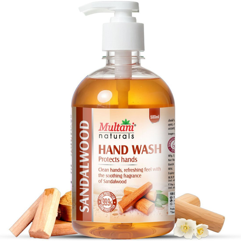 Multani Naturals Sandalwood Hand Wash | 99.9% Germs Protection |Dermatologically Testd - Hand Wash Pump Dispenser(500 ml)