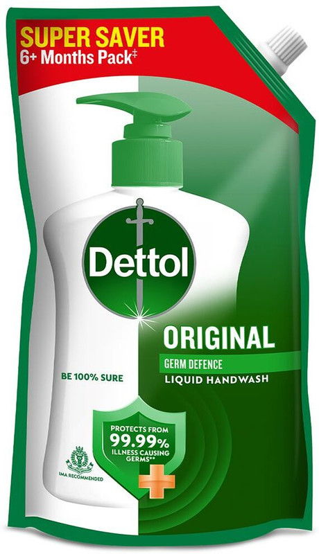 Dettol Original , liquid for bottle, Pouch, no powder, 10X Germ Protection, soap Hand Wash Pouch(675 ml)