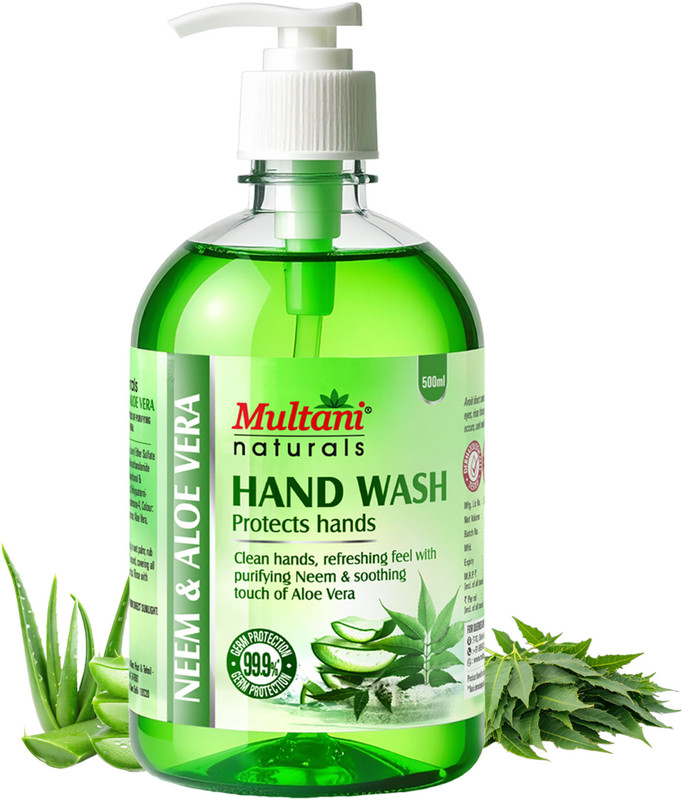 Multani Naturals Neem & Aloevera Hand Wash | 99.9% Germs Protection - Hand Wash Pump Dispenser(500 ml)