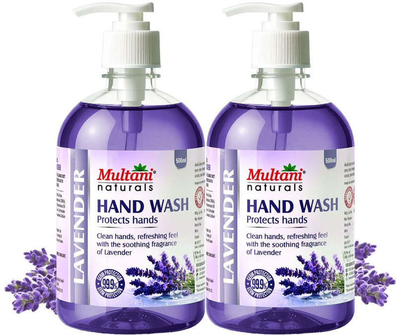 Multani Naturals Lavender Hand Wash (Pack of 2) | 99.9% Germs Protection - Hand Wash Pump Dispenser(500 ml)