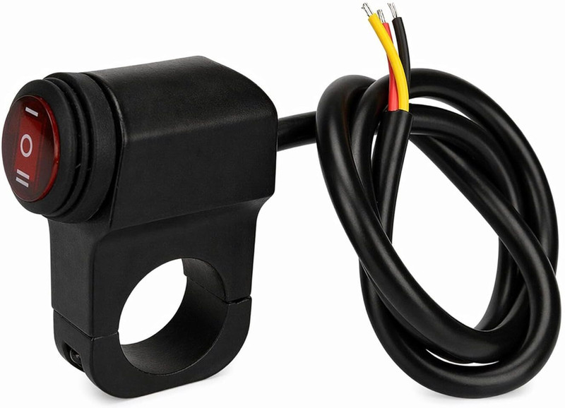 Ramanta Motorcycle Handlebar ON-OFF-ON CNC Cast Aluminium 12V DC Waterproof 3 Way Switch Clip-on Handle Bar(Red, Black)