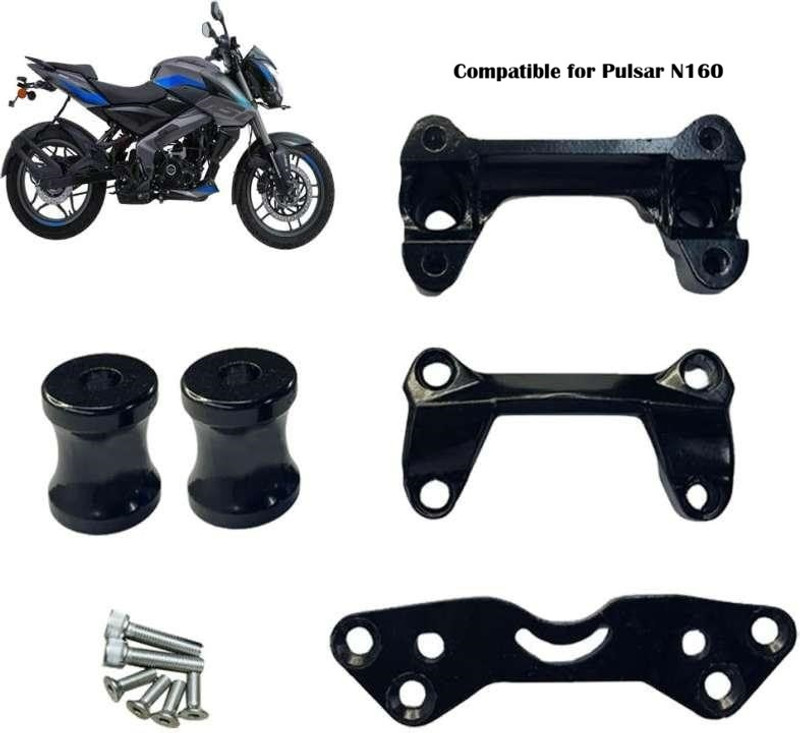 VermsBikers Complete Pulsar NS160 Handle Conversion Kit Black PKB-07 Handle Bar(Black)