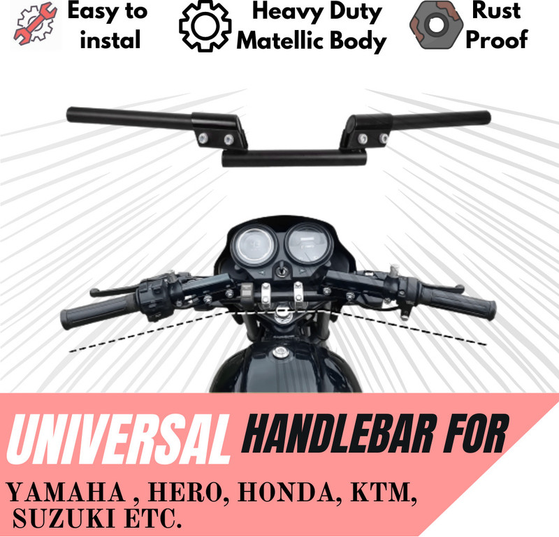 SHOWRIDE Motorcycle Stylish For All Universal Bike Fit 3 Pipe Handlebar Good Quality Handle Bar(Black)