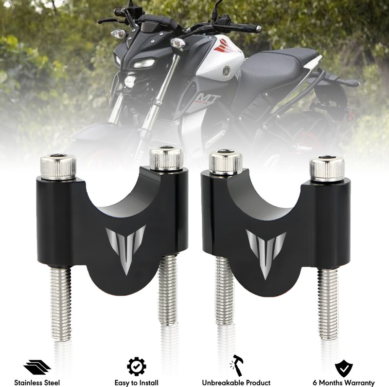 BRXR MT-15 Bike Handle Riser | Handlebar Height Raiser Clamps Kit Black Handlebar Riser Kit