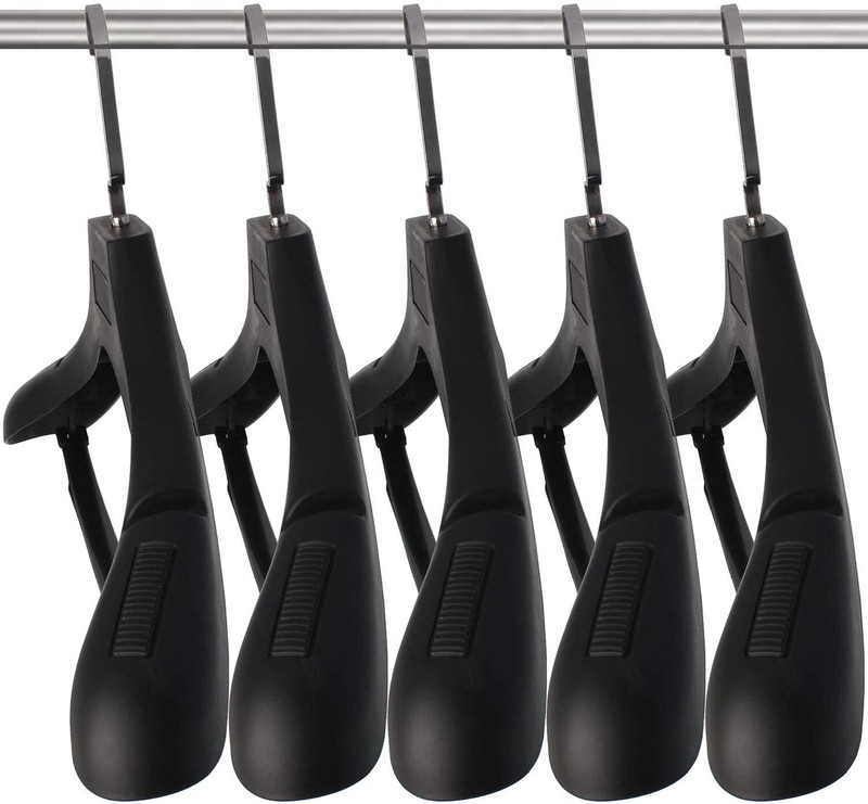 dhanak 10_Plastic ExtraWide Shoulder Hanger_Anti-Rust Hook_Jacket, Blazer, Suit Hanger Plastic Coat Pack of 10 Hangers For  Coat(Black)