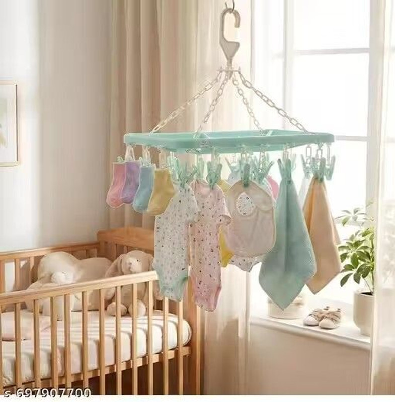 Muenterprises 32 Clips Sock Dry Rack For Baby Cloth, Towel, Underwear Plastic pack 1 Clip Plastic Cloth Clips(Blue)
