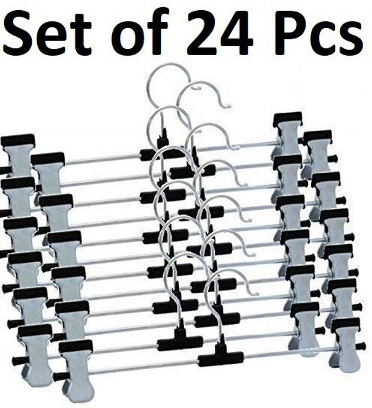 HOMOM Clothes Hangers Clip Hanger For Coat Skirt Dress Blouse Saree Shirts Steel Saree Pack of 24 Hangers For  Saree(Silver)
