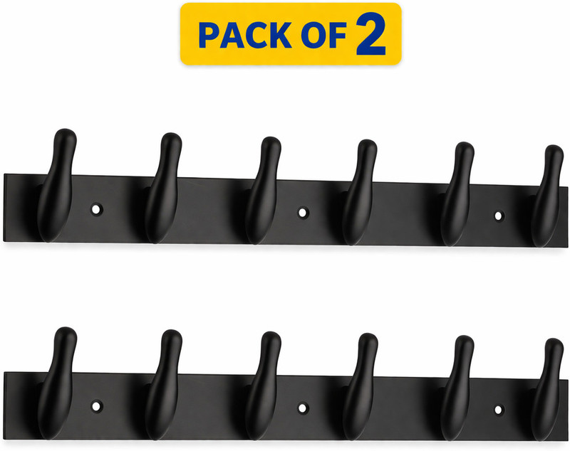 APERSON Stainless Steel BLACK 6 Pins Cloth Hanger Cloth Hanger (Pack of 2) Aluminium Shirt Pack of 2 Hangers For  Shirt(Black)