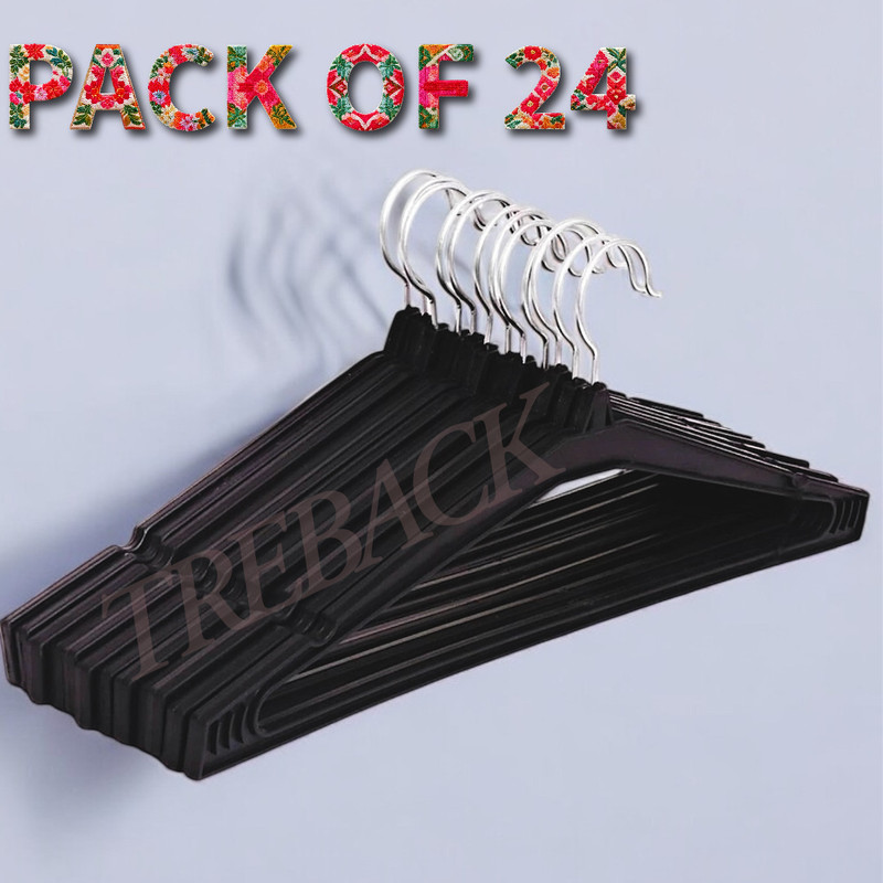 treback Hangers for clothes Plastic Shirt Pack of 24 Hangers For  Shirt(Black)