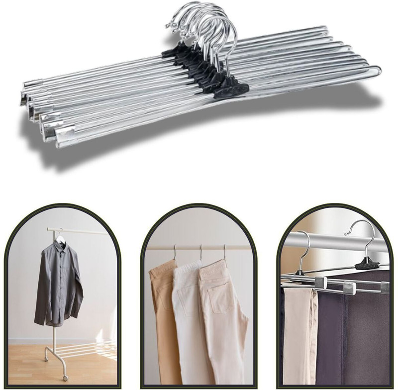 JAISH ADVERTISING Saree & Pant Hanger with Locking System Steel Saree Pack of 10 Hangers For  Saree(Steel)