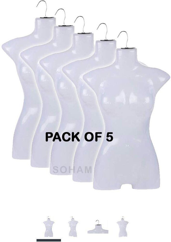 JAYDEEP ENTERPRISE Jay Premium Female Plastic Full Body Mannequin Display Dummy Hanger Plastic Dress Pack of 5 Hangers For  Dress(White)