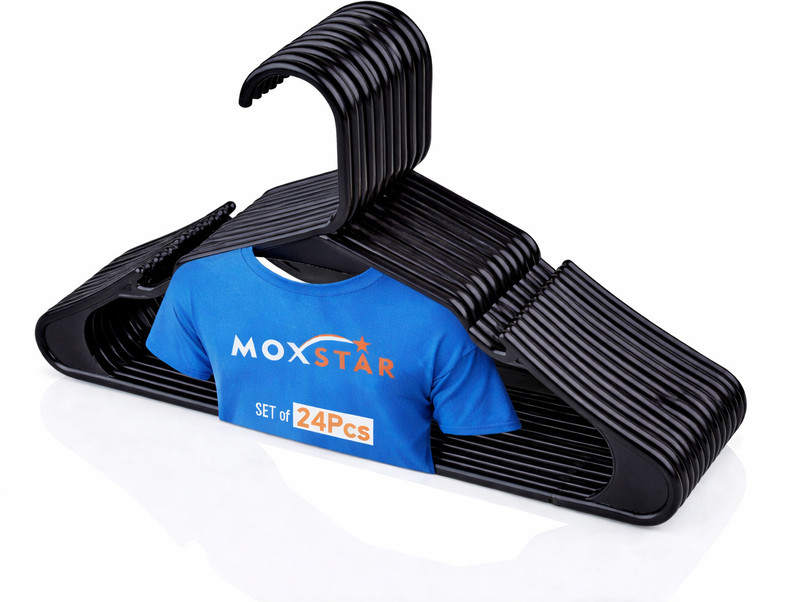Moxstar Smart Clothes Hanger For Wardrobe Storage Organizer Standerd hanger Plastic Shirt Pack of 24 Hangers For  Shirt(Black)