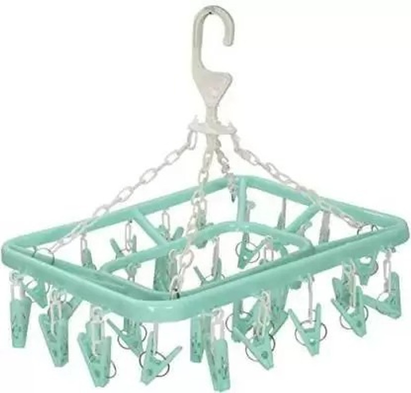 ADJO Plastic Ceiling Cloth Dryer Stand Plastic Ceiling Cloth Dryer 24 Clothes Clip Plastic Tie Hanger For  Tie(Multicolor)