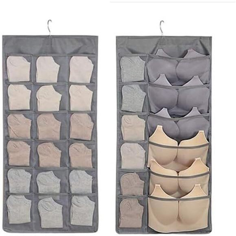 Cantil 30 Pockets Double Sided Clear Hanging Bag Underwear Bra Socks Hanger Jewellery Organizer, Accessories Organizer