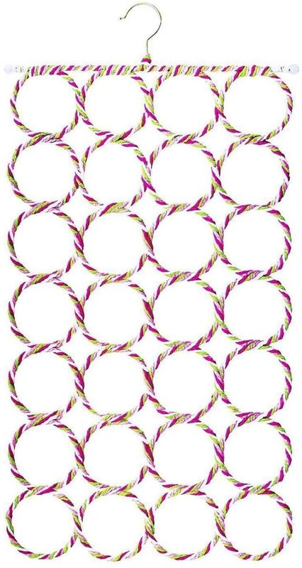 CHEAPER SHOP 28 Ring Round Folding Rope Dupatta Belt Shawl Tie Scarf Hanger Holder Organiser Scarf Organizer
