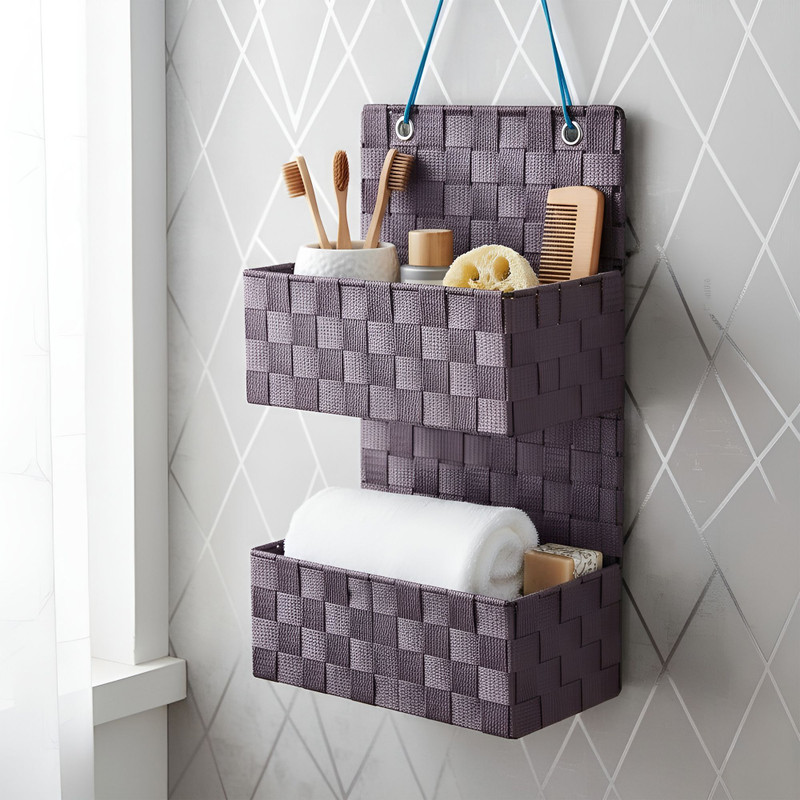 iBELL Nylon Hanging Storage Box for Clothes,Wardrobe Organizer,Purple Polka Dot Design Accessories Organizer, Jewellery Organizer, Closet Organizer, Regular Organizer