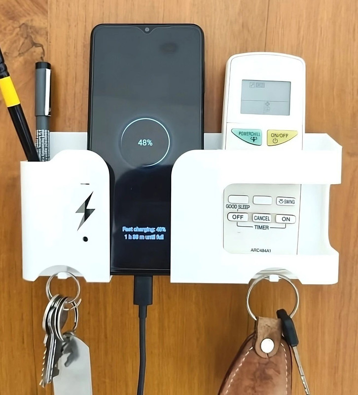 Rosebee Self Adhesive Smartphone Holder, Mobile Charging Stand, AC TV Remote Key Holder Stationery Organizer, Accessories Organizer