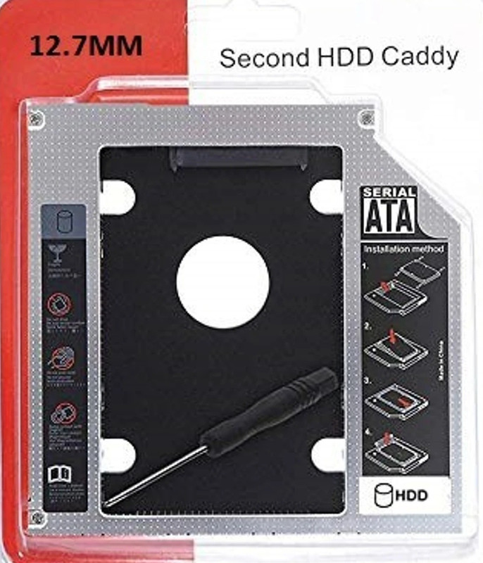 LipiWorld SATA 12.7mm Caddy, 2nd SSD or Hard Disk Drive in CD/DVD Drive Slot 2.5 inch SATA 12.7 mm Bay 2nd Hard Disk Drive Caddy(For Laptops, Black)