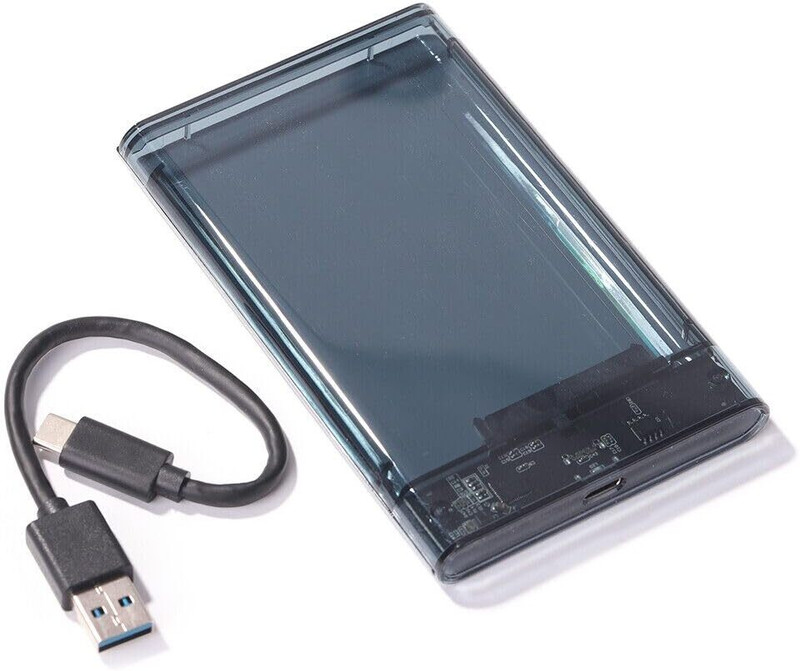 RuhZa USB 3.1 Type-C Mobile Hard Drive Disk Case 8TB Transparent 2.5 inch TYPE - C(For Laptop , Computer, (Transparent) - Black)