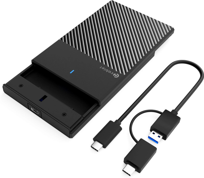 Cablet USB 3.1 Type C 2.5 inch Shock Resistant HDD/SSD 6GBPS Speed Enclosure 7mm & 9.5mm Tool-Free Design Supports UASP Max 6TB(For SSD, HDD, Black)