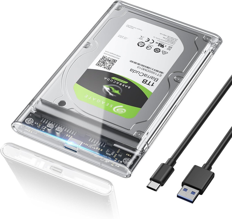 LINKKRAFT 2.5-Inch SATA Hard Drive Enclosure – USB 3.0 Tool-Free SSD/HDD Case 2.5 inch Hard Drive Enclosure(For UASP Support, Max 4TB Capacity, for External Storage, White)