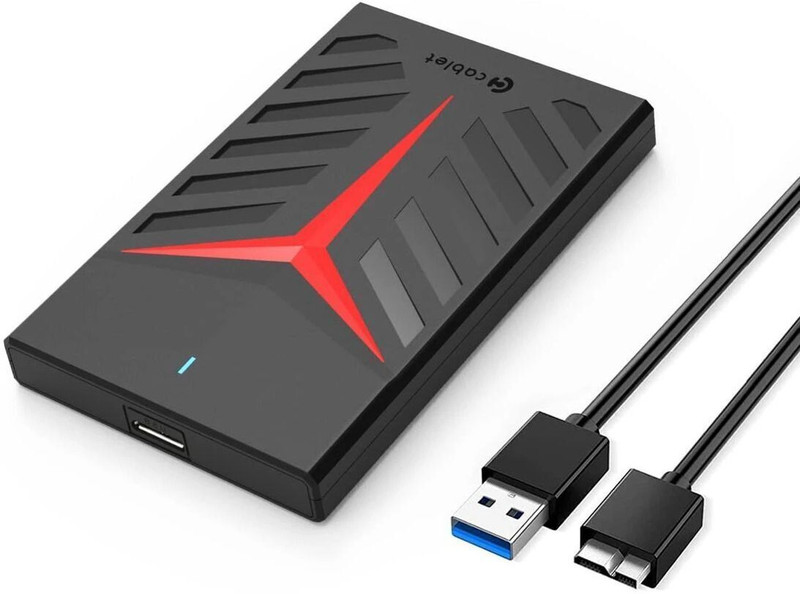 Cablet 2.5 Inch SATA USB 3.0 HDD/SSD External 2.5 inch Hard drive enclosure(For 7mm - 9.5mm 2.5 inch SSD/HDD, Black)