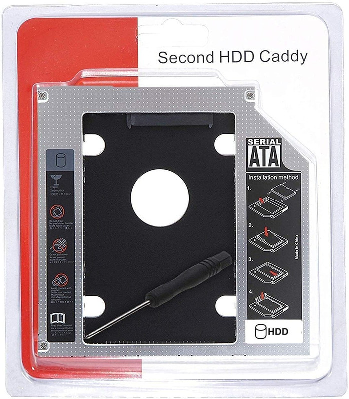 VOOCME Hard Drive Caddy Tray 12.7mm Universal SATA 2nd HDD HD SSD Enclosure Hard 2.5 inch Hard Drive Caddy Tray 12.7mm(For ‎Laptop, Black)