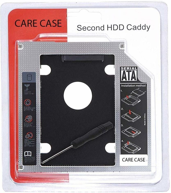 Carecase Optical Bay 2nd Hard Drive Caddy, 9.5 mm CD/DVD Drive Slot for harddrive 2.5 inch Water Proof INTERNAL HARDDRIVE ENCLOSURE(For LAPTOP, PC, DESTOP, Silver, Black)