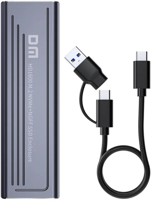 DMSSDNVMeNGFF M.2 NVMe and NGFF SSD External Enclosure, USB 3.0 4 inch EXTERNAL SSD ENCLOSURE(For MACBOOK, LAPTOP, Mobile, Grey)