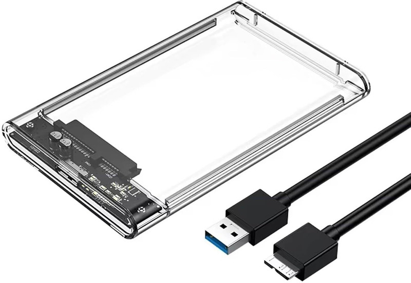 SCALEBEE USB 3.0 Transparent Portable Hard Disk Adapter for HDD & SSD, Supports SATA III, 2.5 inch Shock Resistant Water Proof External Hard Disk Cover(For 2.5 SATA HDD / SSD Enclosure Case Cover, Transparent)