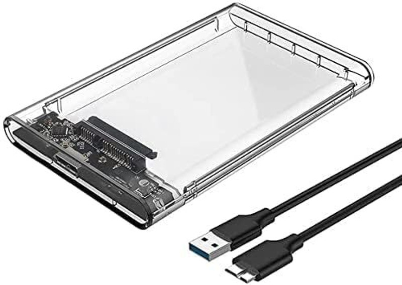 RyzCare External Portable USB3.0 to SATA Hard Drive Enclosure 2.5 inch Shock Resistant External Hard Drive(For ‎Laptop, Gaming Console, Desktop, PlayStation, Transparent)
